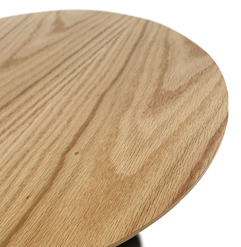 Ronde design salontafel 'DILA H40' in natuurlijke houtafwerking en zwart metaal - Majorr