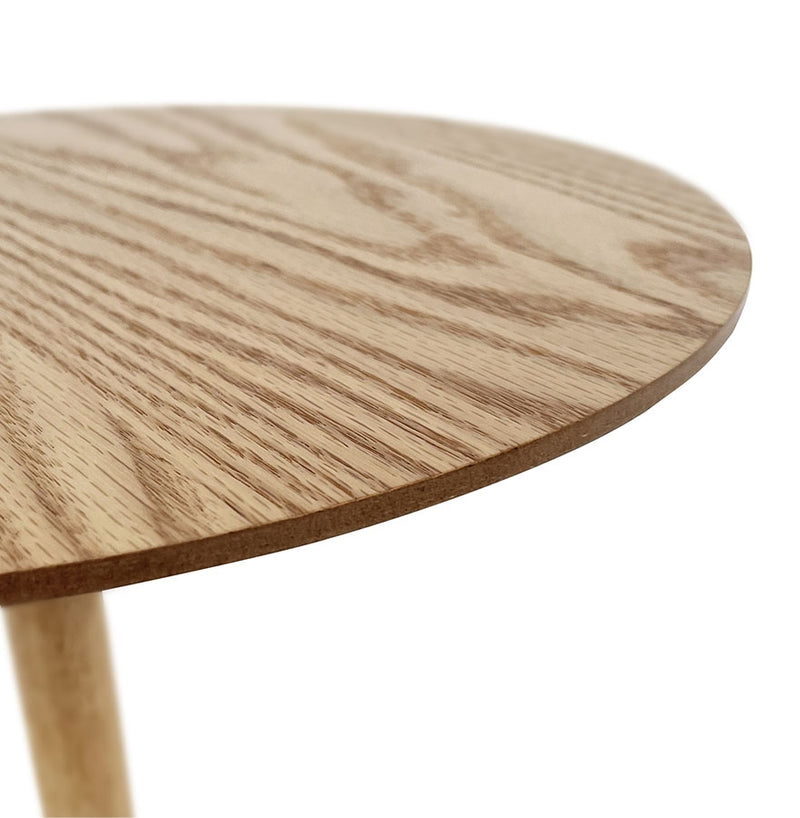 Ronde design salontafel 'DILA H40' in natuurlijke houtafwerking en wit metaal - Majorr