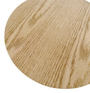 Ronde bijzettafel 'DILA H45' in natuurlijke houtafwerking en wit metaal - Majorr