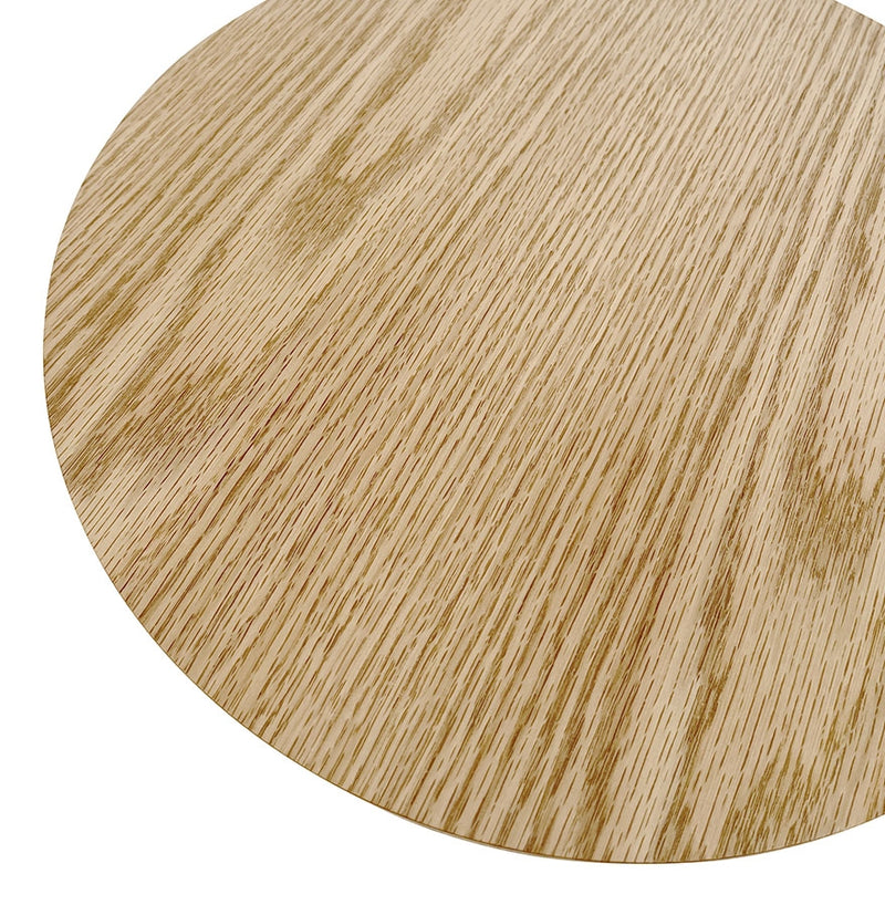 Ronde design salontafel 'DILA H40' in natuurlijke houtafwerking en wit metaal - Majorr