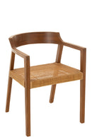 Dining Chair Square Open Webbing Teak Wood Brown - Majorr