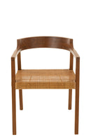Dining Chair Square Open Webbing Teak Wood Brown - Majorr