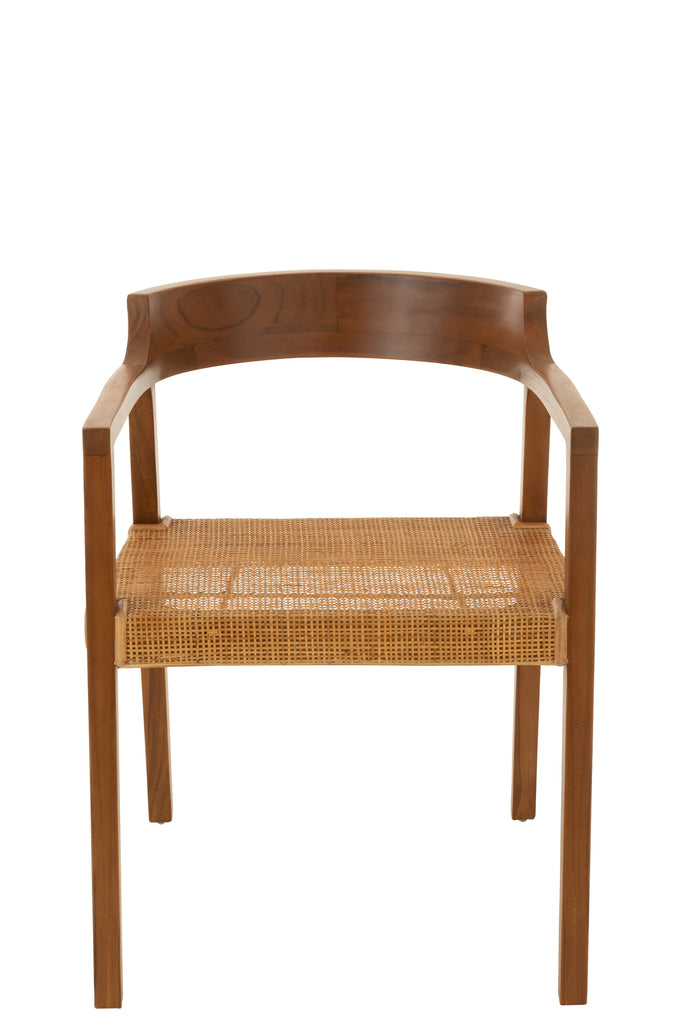 Dining Chair Square Open Webbing Teak Wood Brown - Majorr
