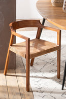 Dining Chair Square Open Webbing Teak Wood Brown - Majorr