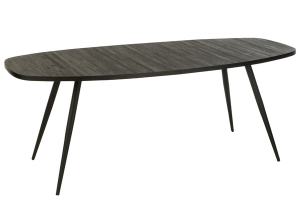 Dining Table Oval Recycle Teak Black - Majorr