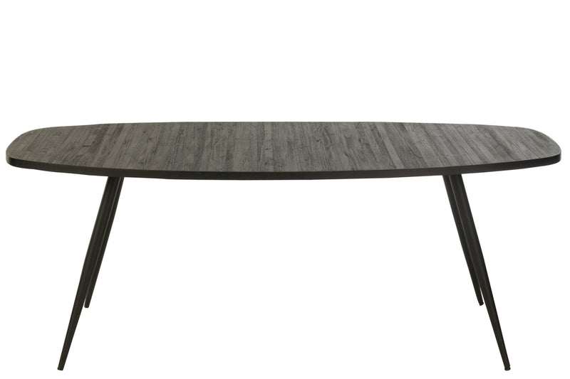 Dining Table Oval Recycle Teak Black - Majorr