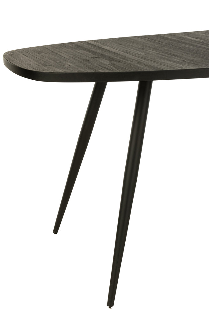 Dining Table Oval Recycle Teak Black - Majorr