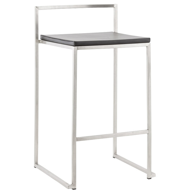 Zwarte halfhoge design kruk 'DISKO MINI' stapelbaar - Majorr
