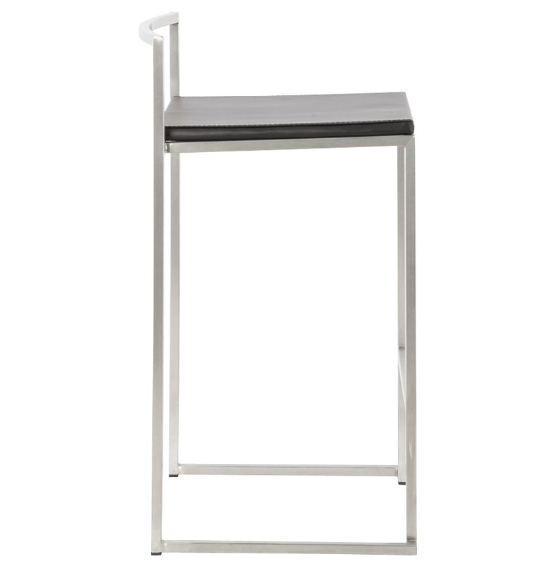 Zwarte halfhoge design kruk 'DISKO MINI' stapelbaar - Majorr