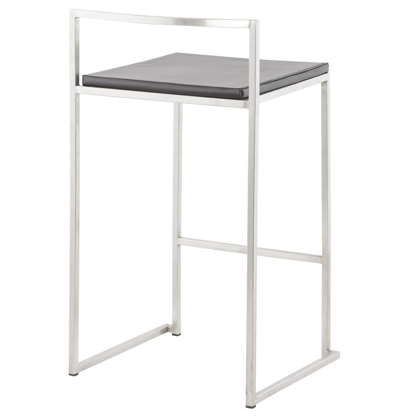 Zwarte halfhoge design kruk 'DISKO MINI' stapelbaar - Majorr