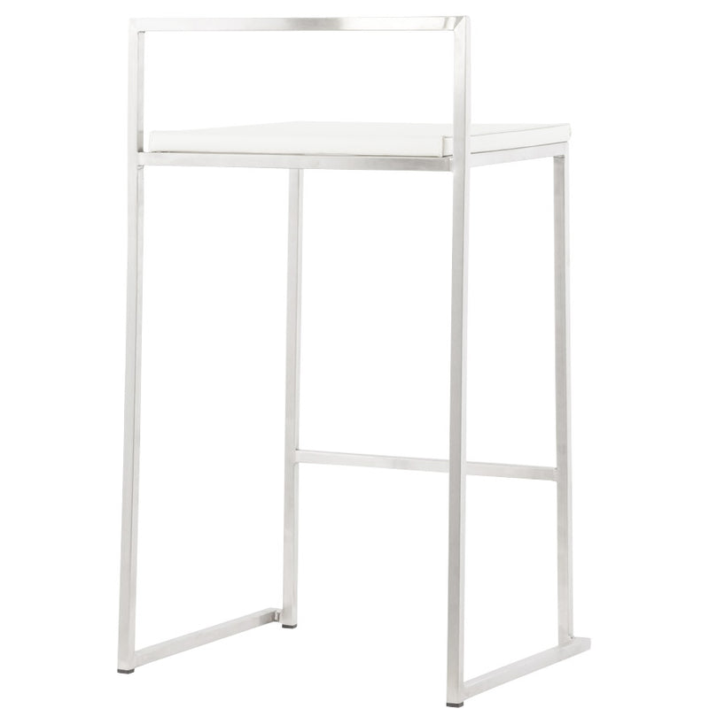 Witte halfhoge design kruk 'DISKO MINI' stapelbaar - Majorr