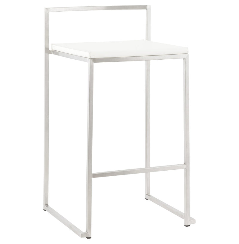Witte halfhoge design kruk 'DISKO MINI' stapelbaar - Majorr