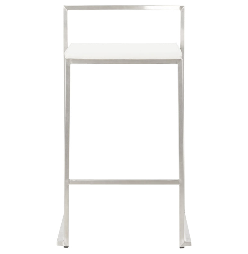 Witte halfhoge design kruk 'DISKO MINI' stapelbaar - Majorr