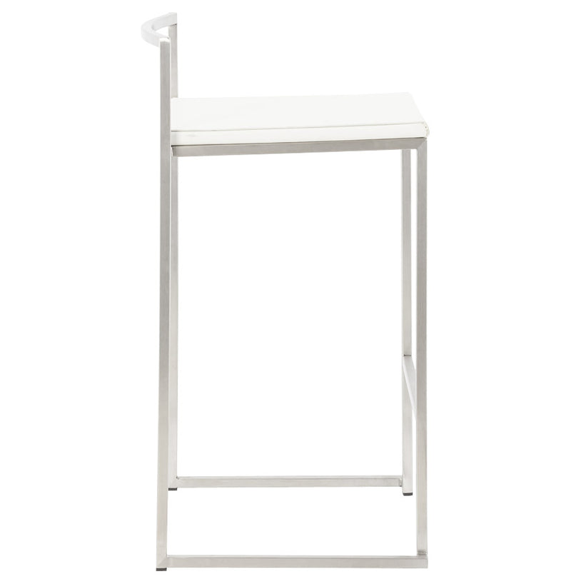 Witte halfhoge design kruk 'DISKO MINI' stapelbaar - Majorr