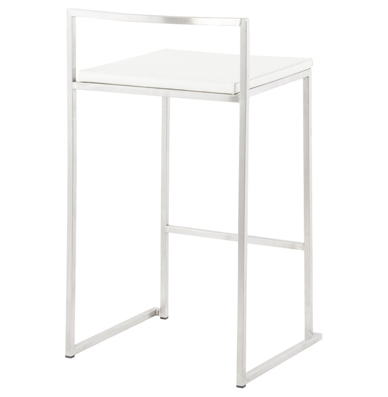 Witte halfhoge design kruk 'DISKO MINI' stapelbaar - Majorr
