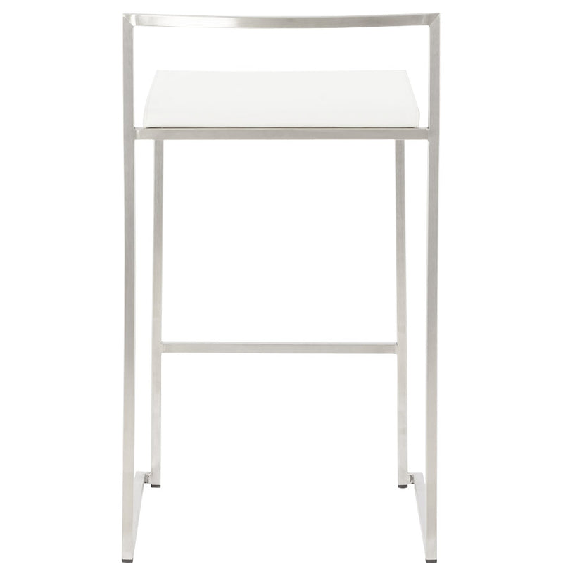 Witte halfhoge design kruk 'DISKO MINI' stapelbaar - Majorr