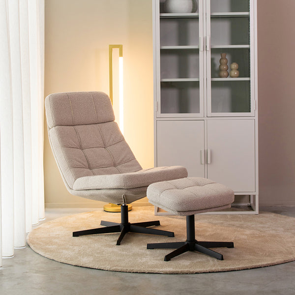 Fauteuil pivotant Alvar + Ottoman 53x57x83 cm