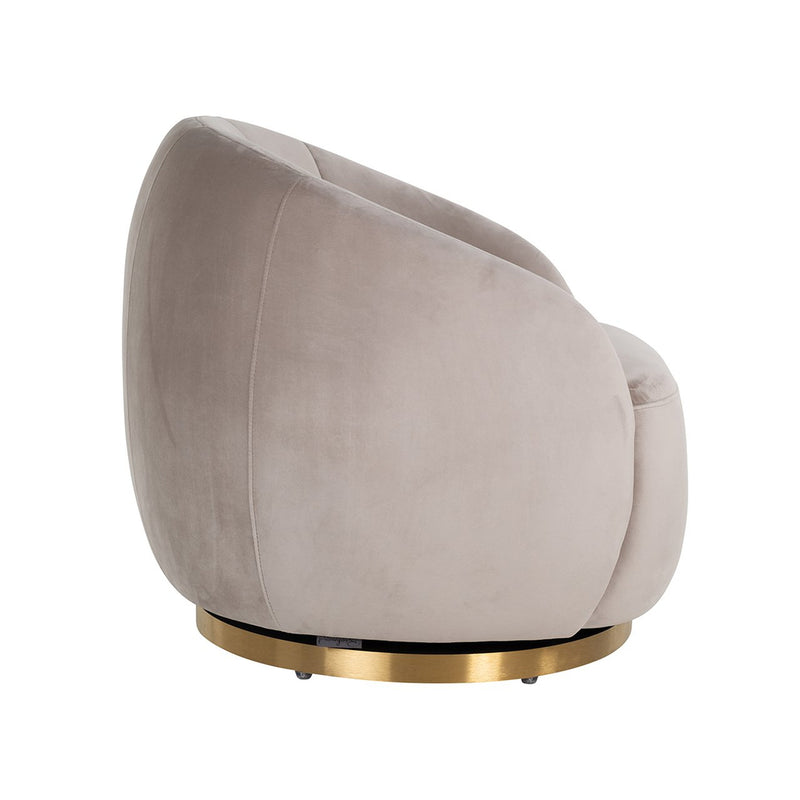 Draaifauteuil Jago khaki velvet / brushed gold - Majorr