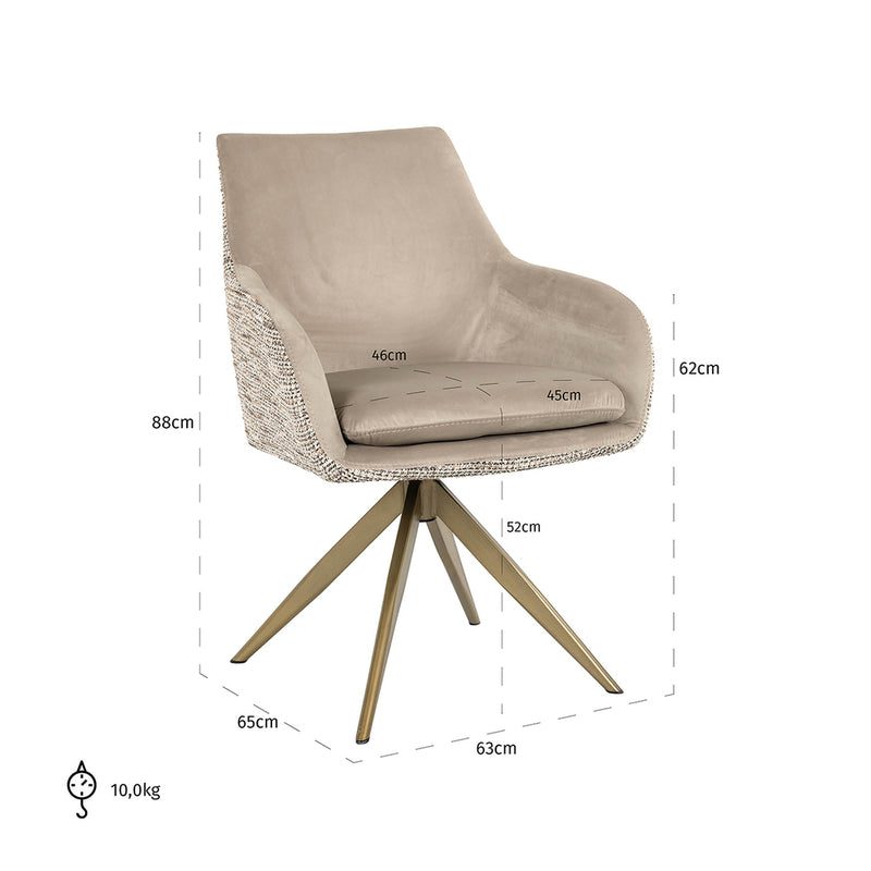 Draaifauteuil Lisonne be trendy nature / khaki velvet (Be Trendy 01 Nature) - Majorr