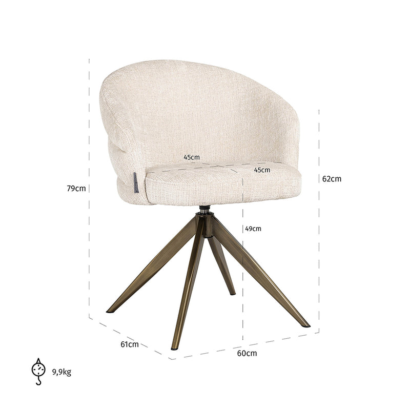 Draaifauteuil Zendaya beige chenille (Niagara 902 beige) - Majorr