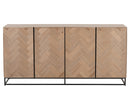Dresser 4 Doors Zigzag Wood/Metal Natural/Black - Majorr