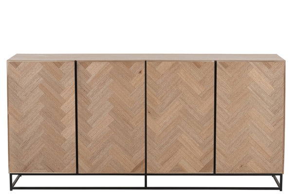 Dresser 4 Doors Zigzag Wood/Metal Natural/Black - Majorr