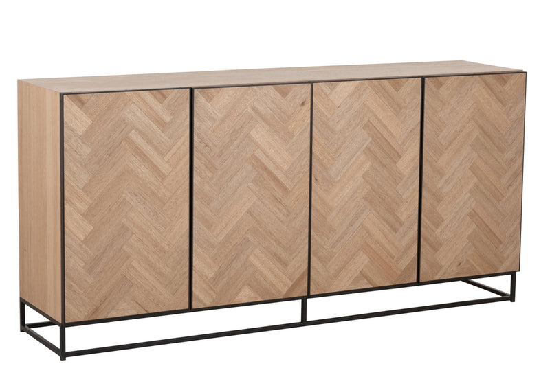 Dresser 4 Doors Zigzag Wood/Metal Natural/Black - Majorr