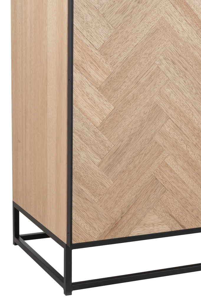 Dresser 4 Doors Zigzag Wood/Metal Natural/Black - Majorr