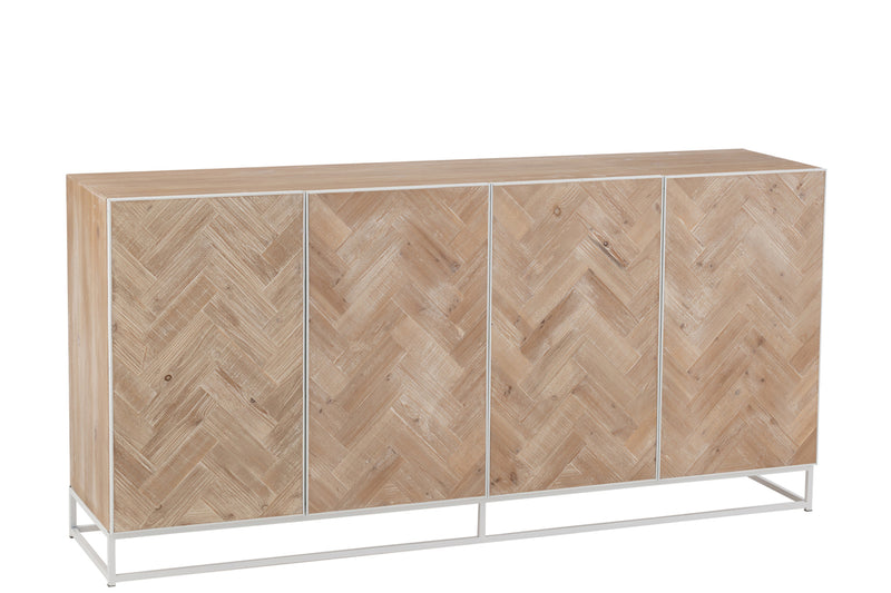 Dresser 4 Doors Zigzag Wood/Metal Natural/White - Majorr