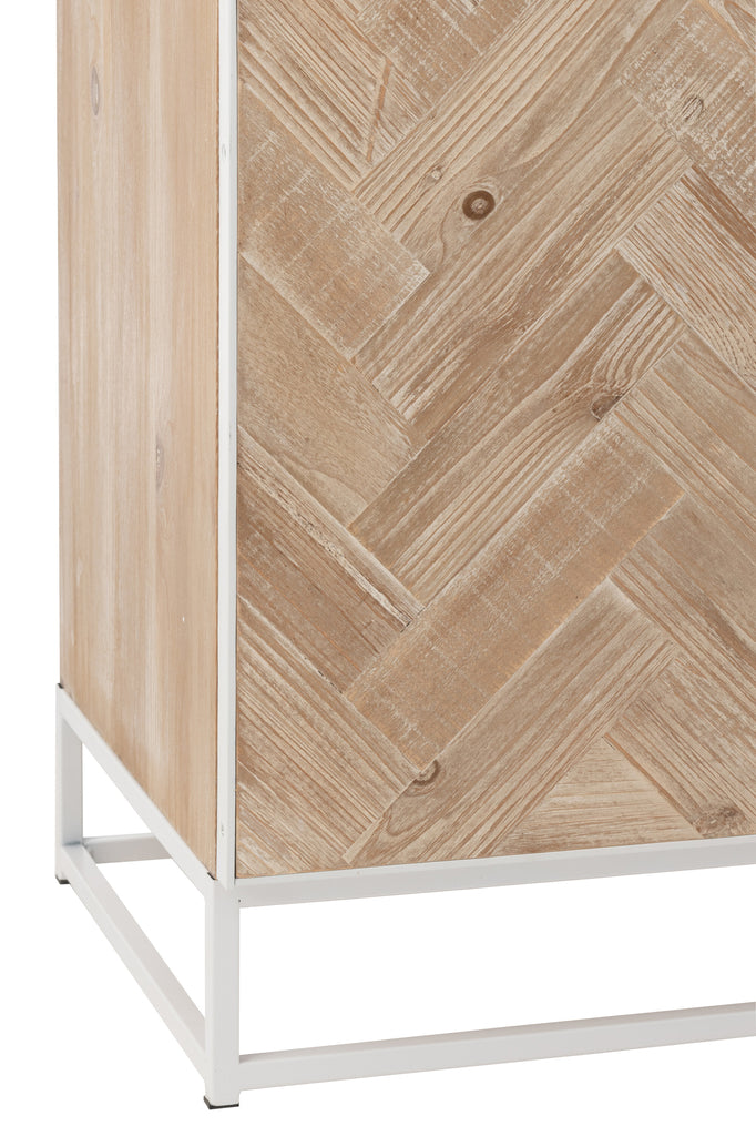 Dresser 4 Doors Zigzag Wood/Metal Natural/White - Majorr