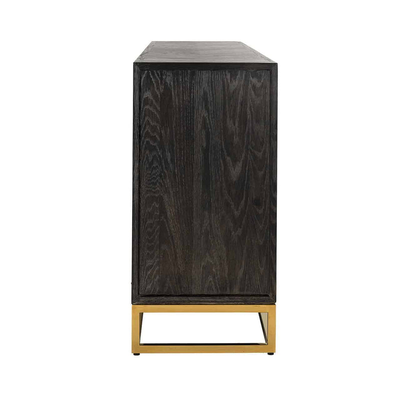 Dressoir Blackbone gold 4-deuren + open vak (Black rustic) - Majorr