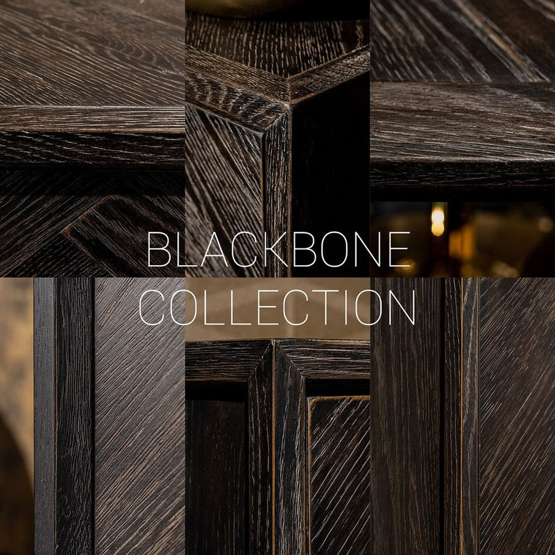 Dressoir Blackbone gold 4-deuren + open vak (Black rustic) - Majorr