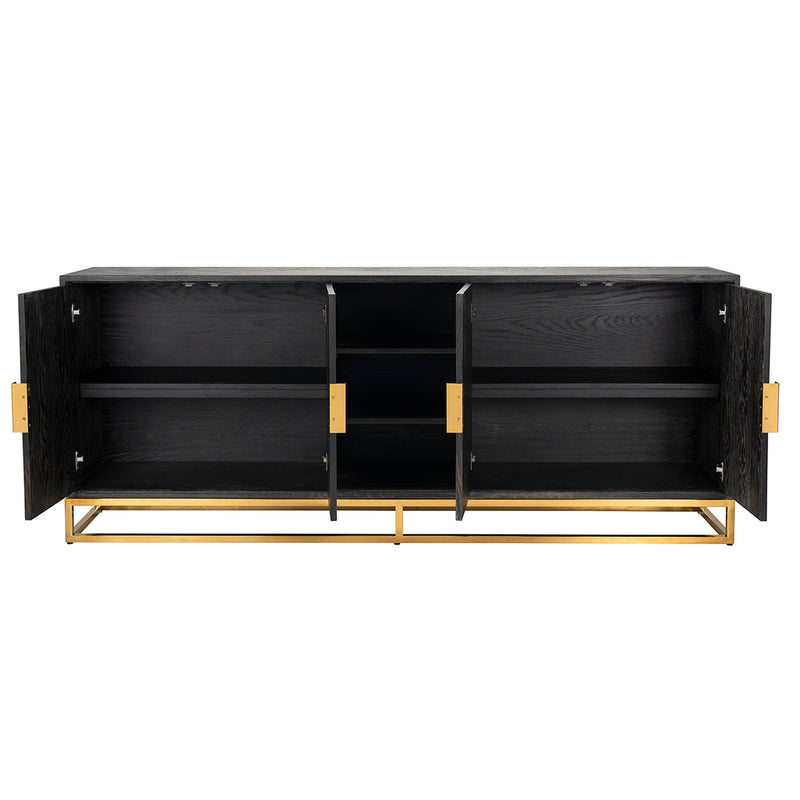 Dressoir Blackbone gold 4-deuren + open vak (Black rustic) - Majorr