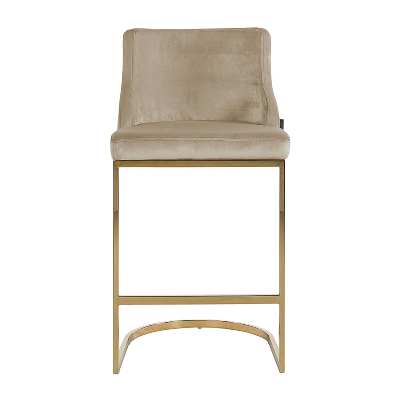 Barstoel Bolton khaki velvet / gold fire retardant - Majorr