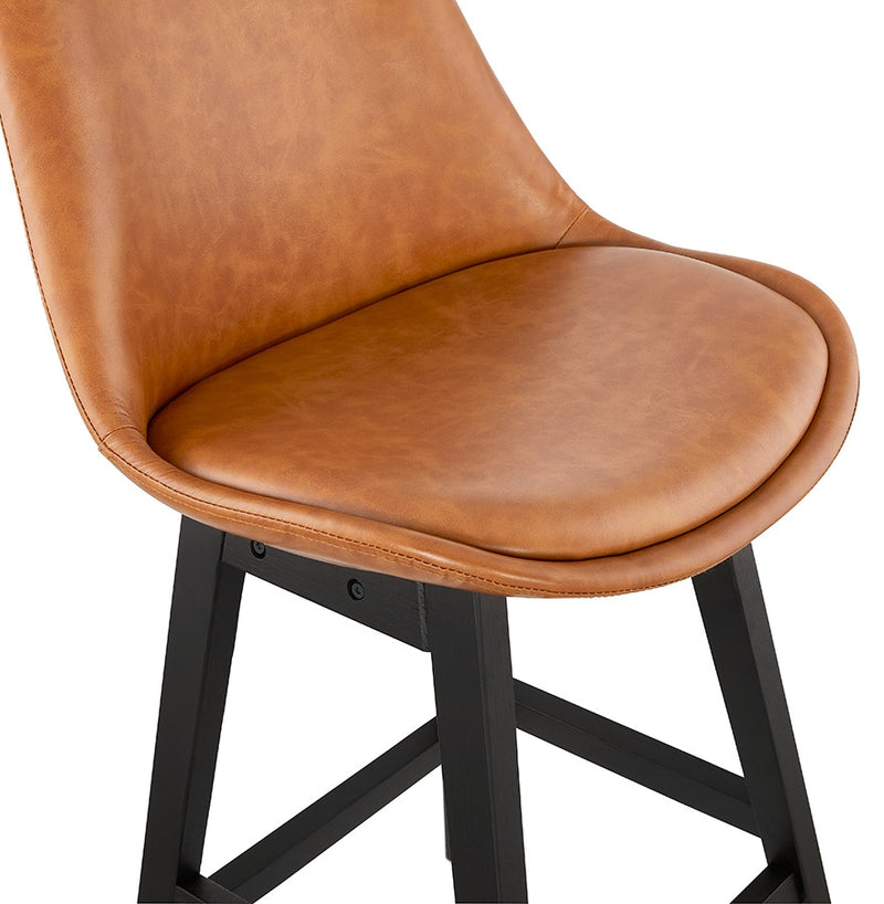 Barkruk 'ELENA' bruin in synthetisch materiaal en voet van zwart hout - Majorr