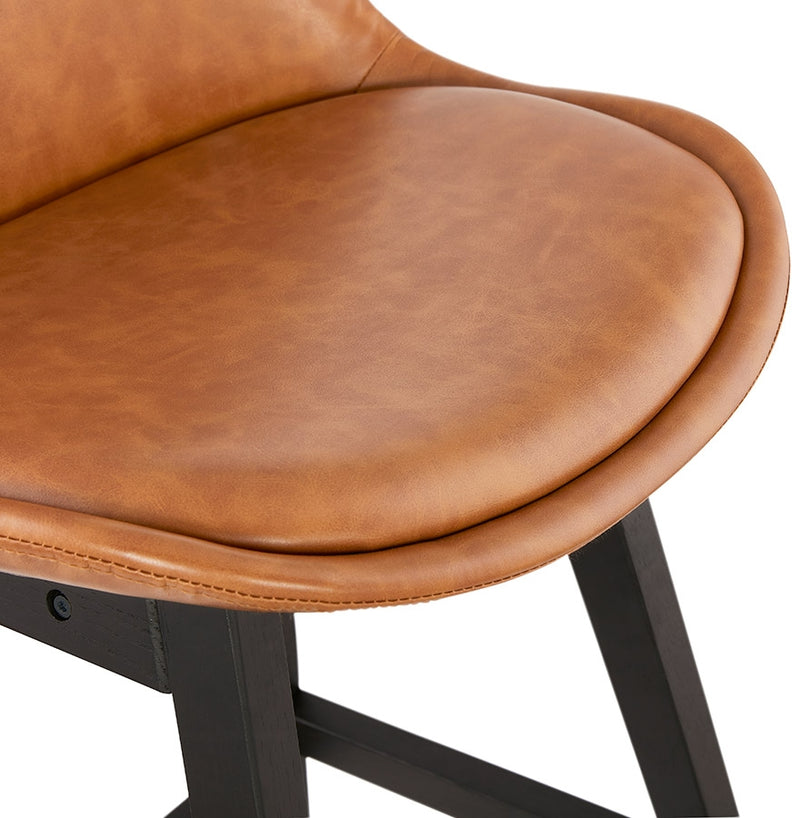 Barkruk 'ELENA' bruin in synthetisch materiaal en voet van zwart hout - Majorr