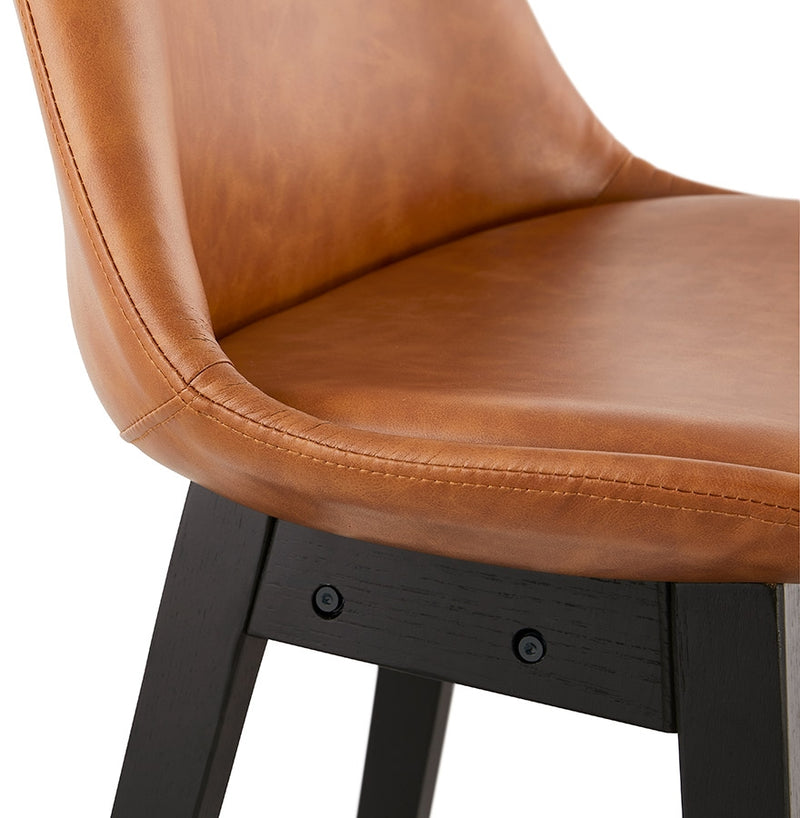 Barkruk 'ELENA' bruin in synthetisch materiaal en voet van zwart hout - Majorr