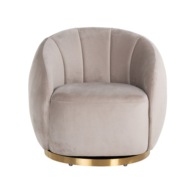 Draaifauteuil Jago khaki velvet / brushed gold - Majorr