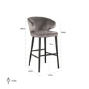 Barstoel Indigo stone velvet - Majorr