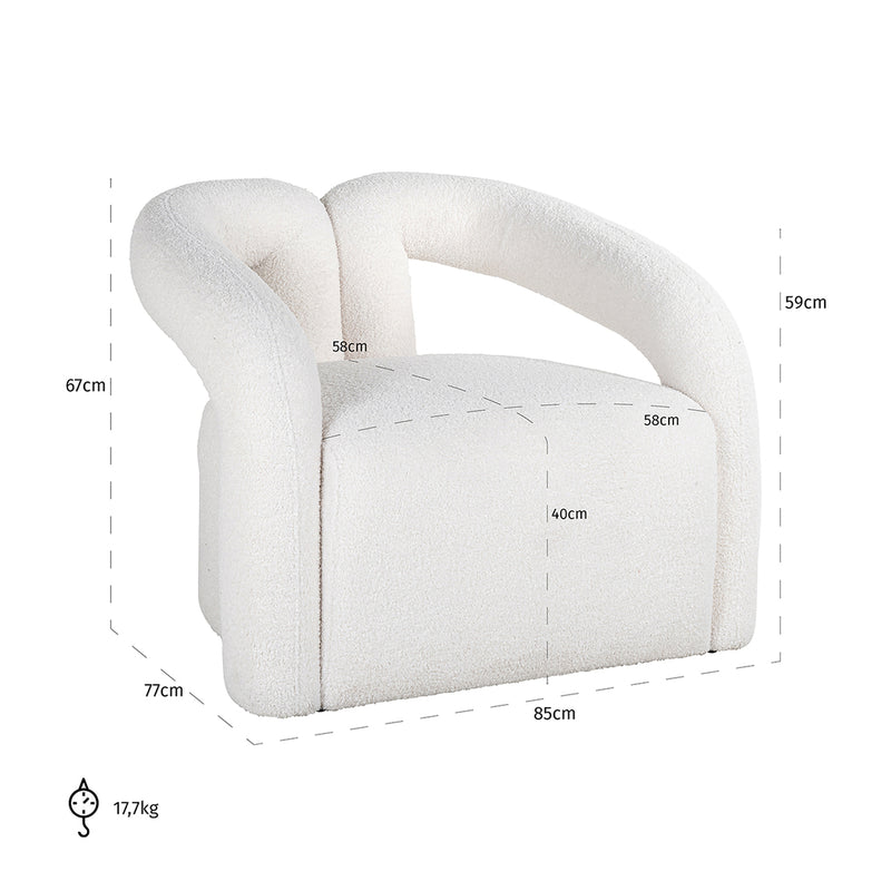 Fauteuil Dana white furry (Himalaya 900 white furry) - Majorr