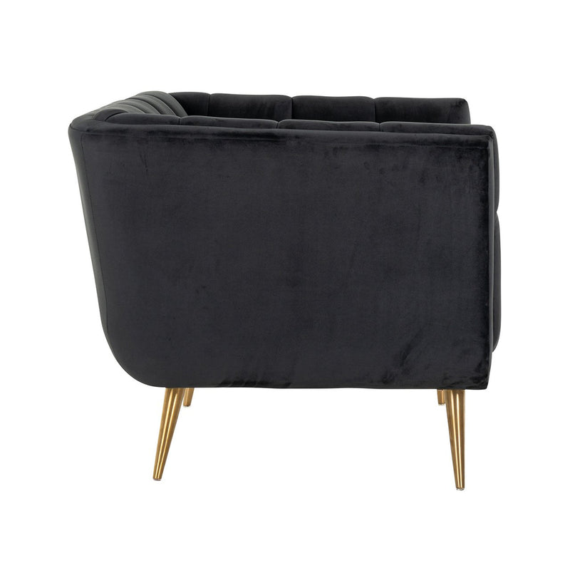 Fauteuil Huxley Antraciet velvet / Brushed gold - Majorr