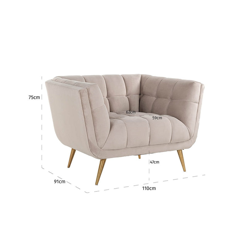 Fauteuil Huxley Khaki velvet / Brushed gold - Majorr