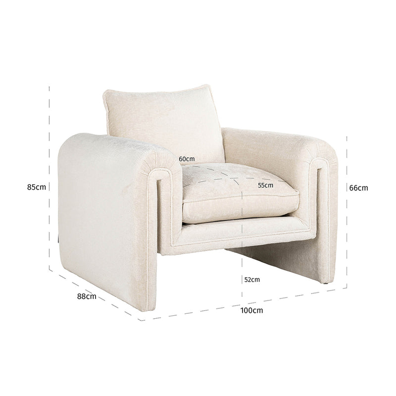 Fauteuil Sandro white chenille (Bergen 900 white chenille) - Majorr