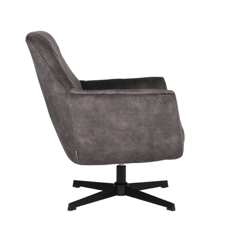 LABEL51 Fauteuil Toby - Antraciet - Velours - Majorr