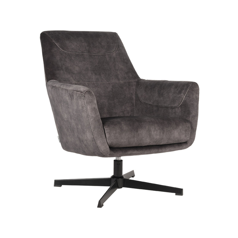 LABEL51 Fauteuil Toby - Antraciet - Velours - Majorr