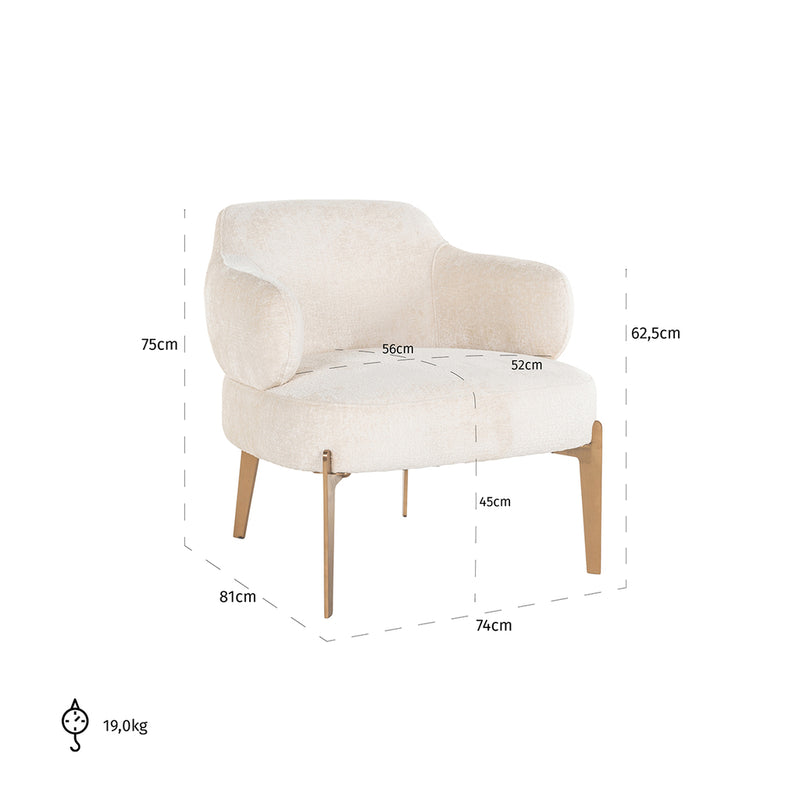 Fauteuil Venus white chenille - Majorr