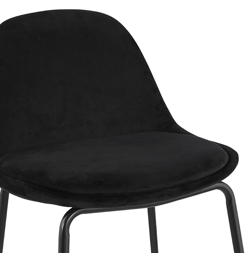 Halfhoge kruk 'FENTON MINI' van zwart velours met zwarte metalen poten - Majorr