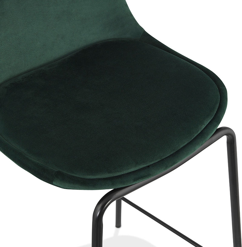 Halfhoge kruk 'FENTON MINI' van groen velours met zwarte metalen poten - Majorr