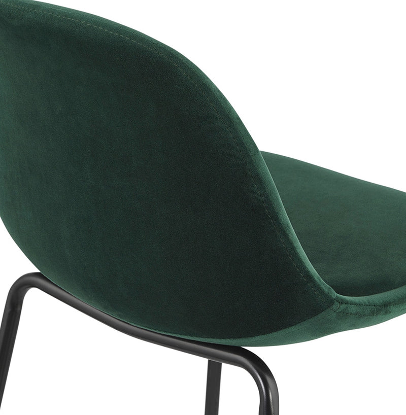Halfhoge kruk 'FENTON MINI' van groen velours met zwarte metalen poten - Majorr