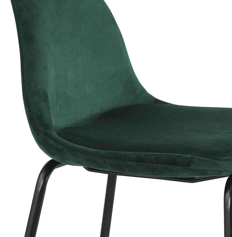 Halfhoge kruk 'FENTON MINI' van groen velours met zwarte metalen poten - Majorr